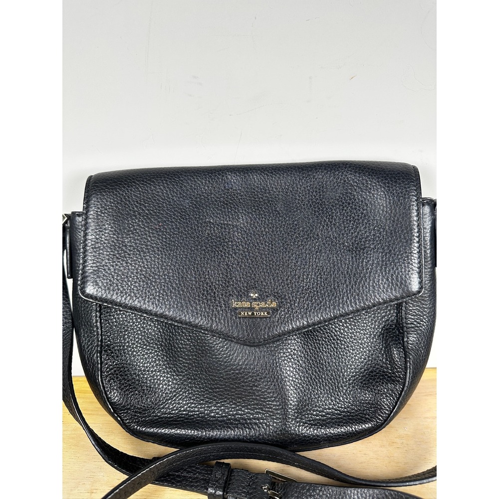 Kate Spade Black Pebbled Leather Spencer Court Lavinia Crossbody Purse Classic